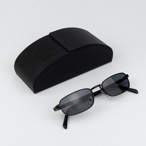 Prada Women Sunglasses Black Polarized Rectangle PRB54S 1AB5Z1 NEW AUTHENTIC - Picture 2 of 12